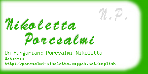 nikoletta porcsalmi business card